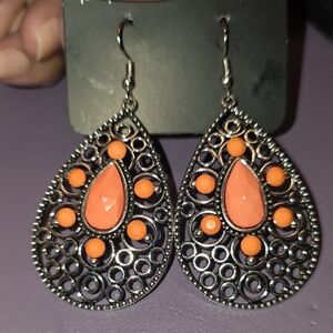 BUNDLE ANY 2, PAY ONE PRICE. Coral Orange Teardrop Earrings